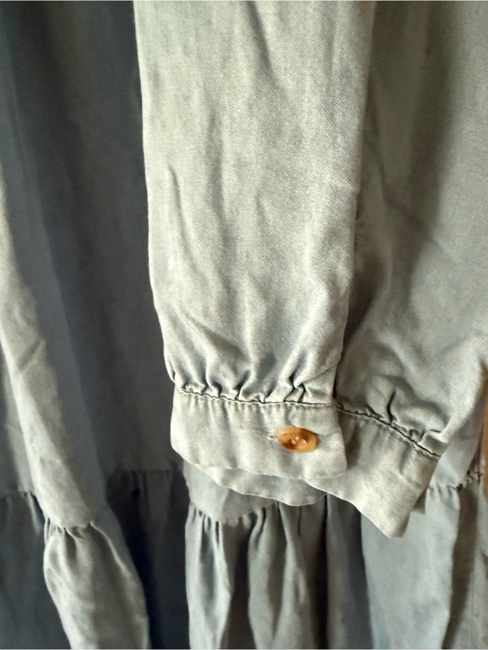 Light Blue Tiered Long Sleeve Maxi Dress with POCKETS 100% cottton - Picture 3 of 9